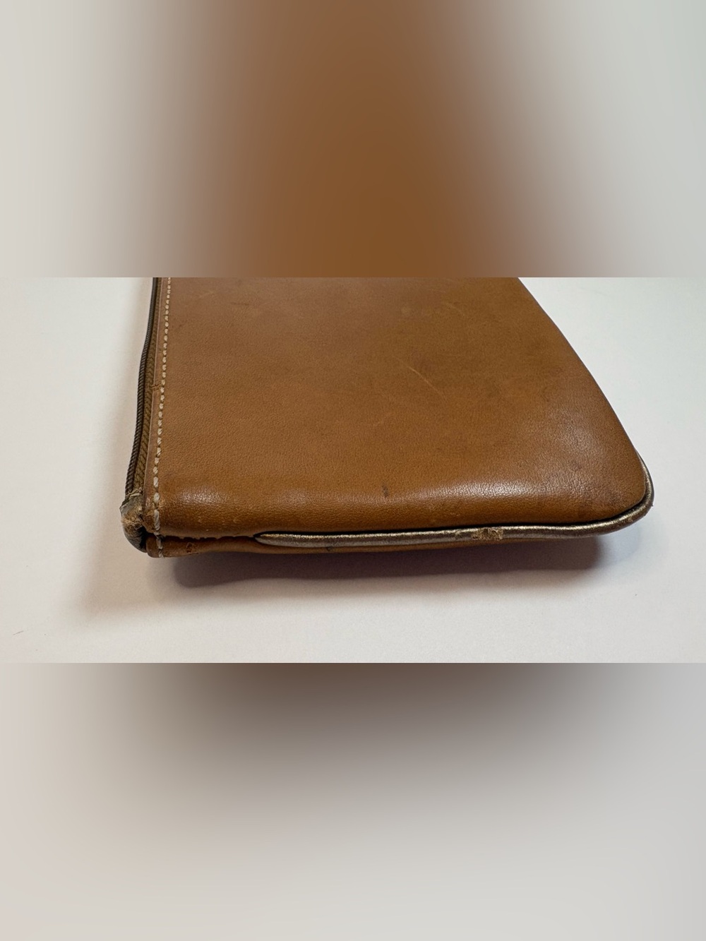 Coach Vintage Leather Wristlet Tan Bronze Trim Clutch Wallet Y2K - Picture 5 of 9